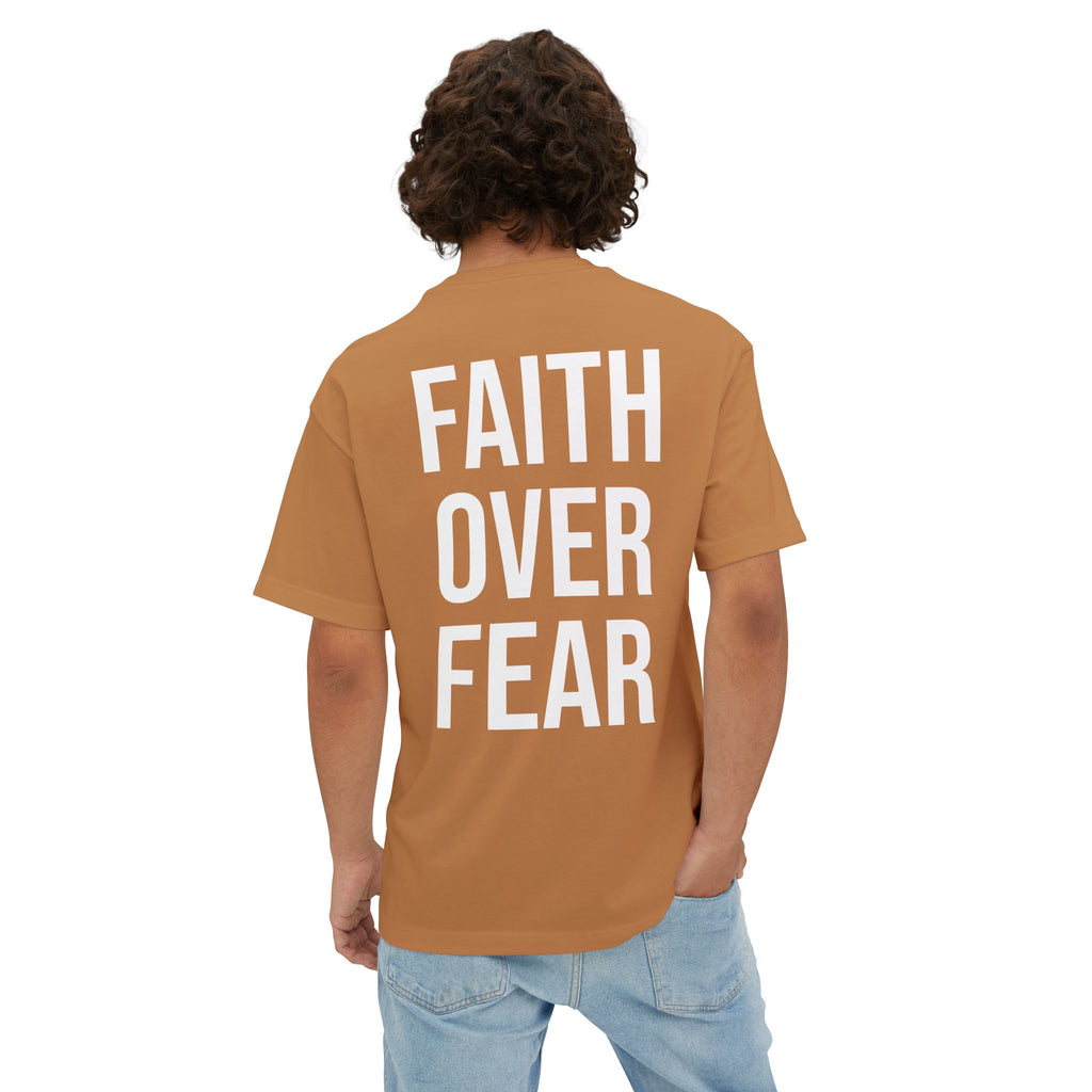 Faith Over Fear Oversized Tee - Boxy Inspirational Graphic Shirt