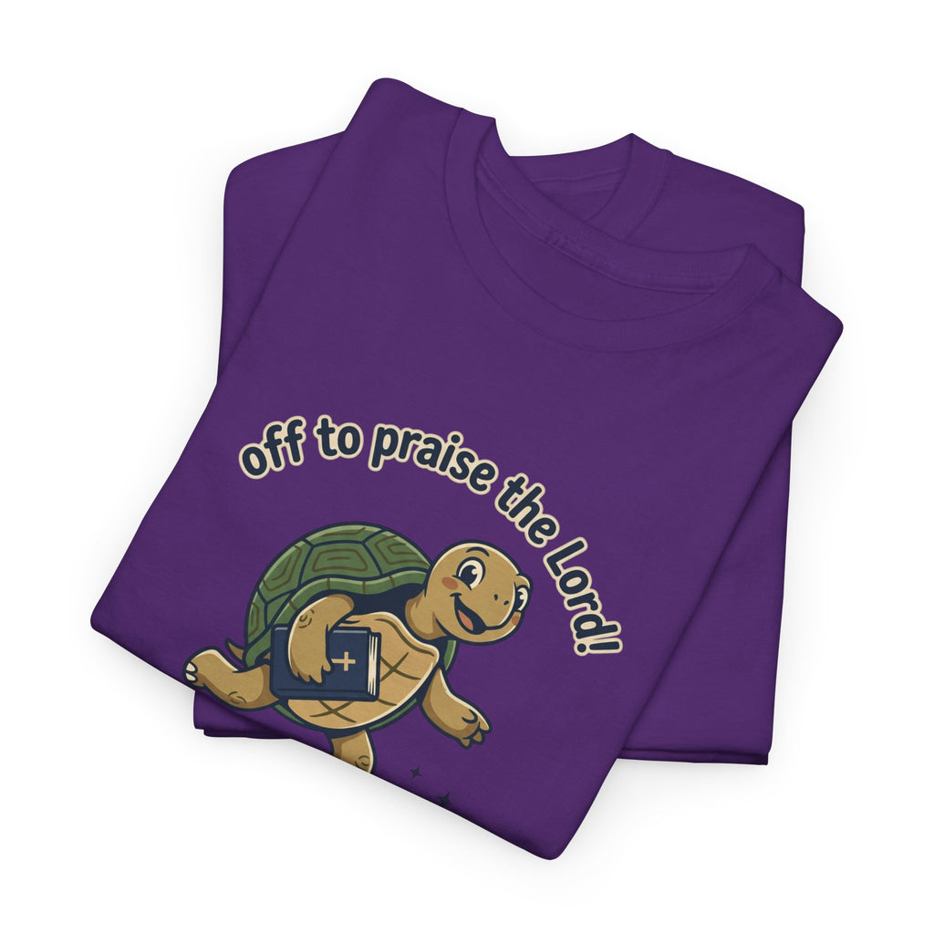 Turtle Skateboard Tee — "Off to Praise the Lord" Christian Graphic Shirt
