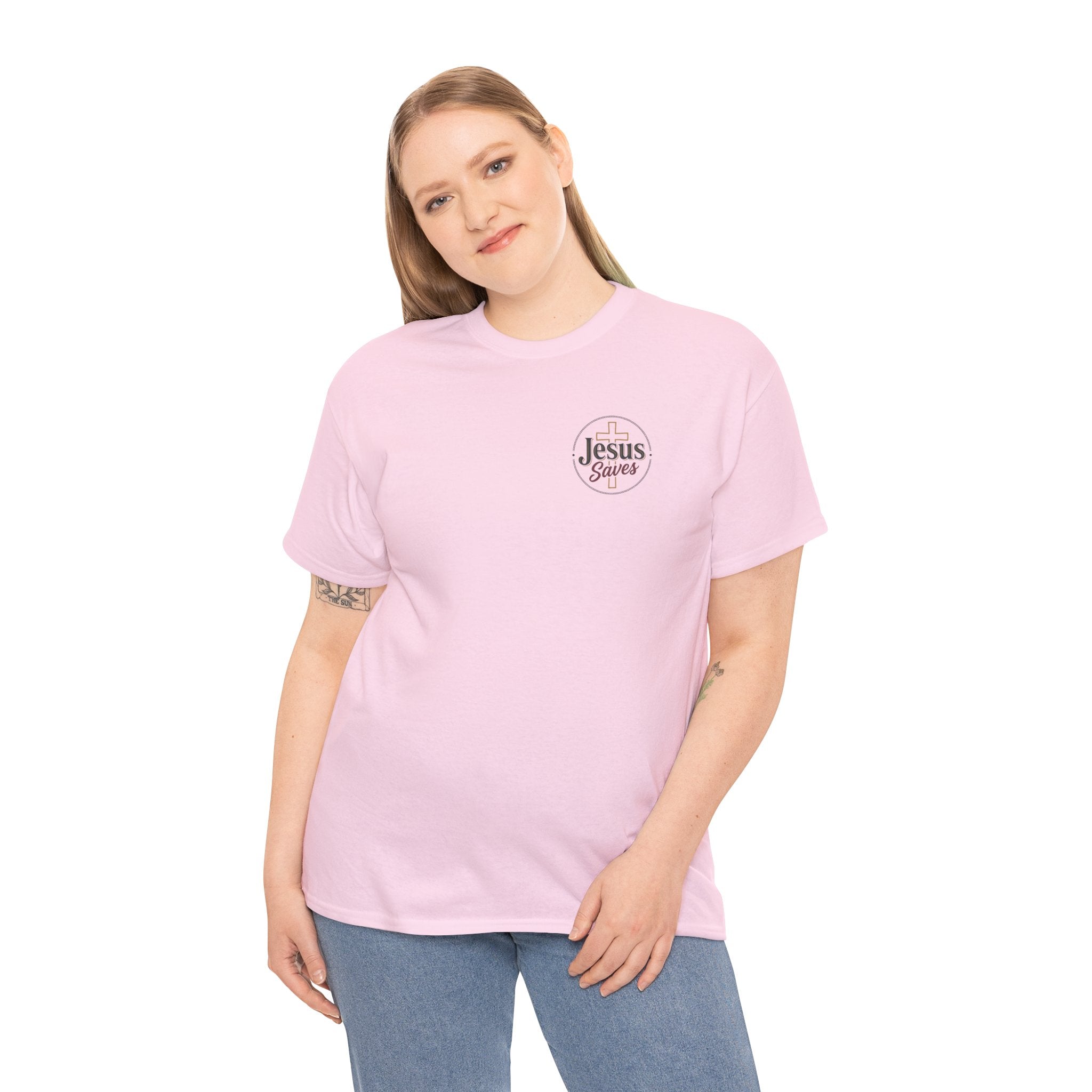 Jesus Saves Chest Logo T‑Shirt - Christian Faith Tee