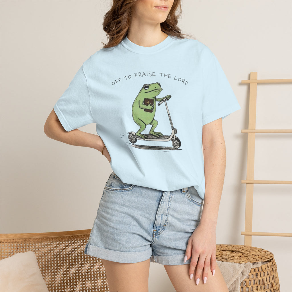 "off to praise the Lord" Frog - Garment-Dyed T-shirt