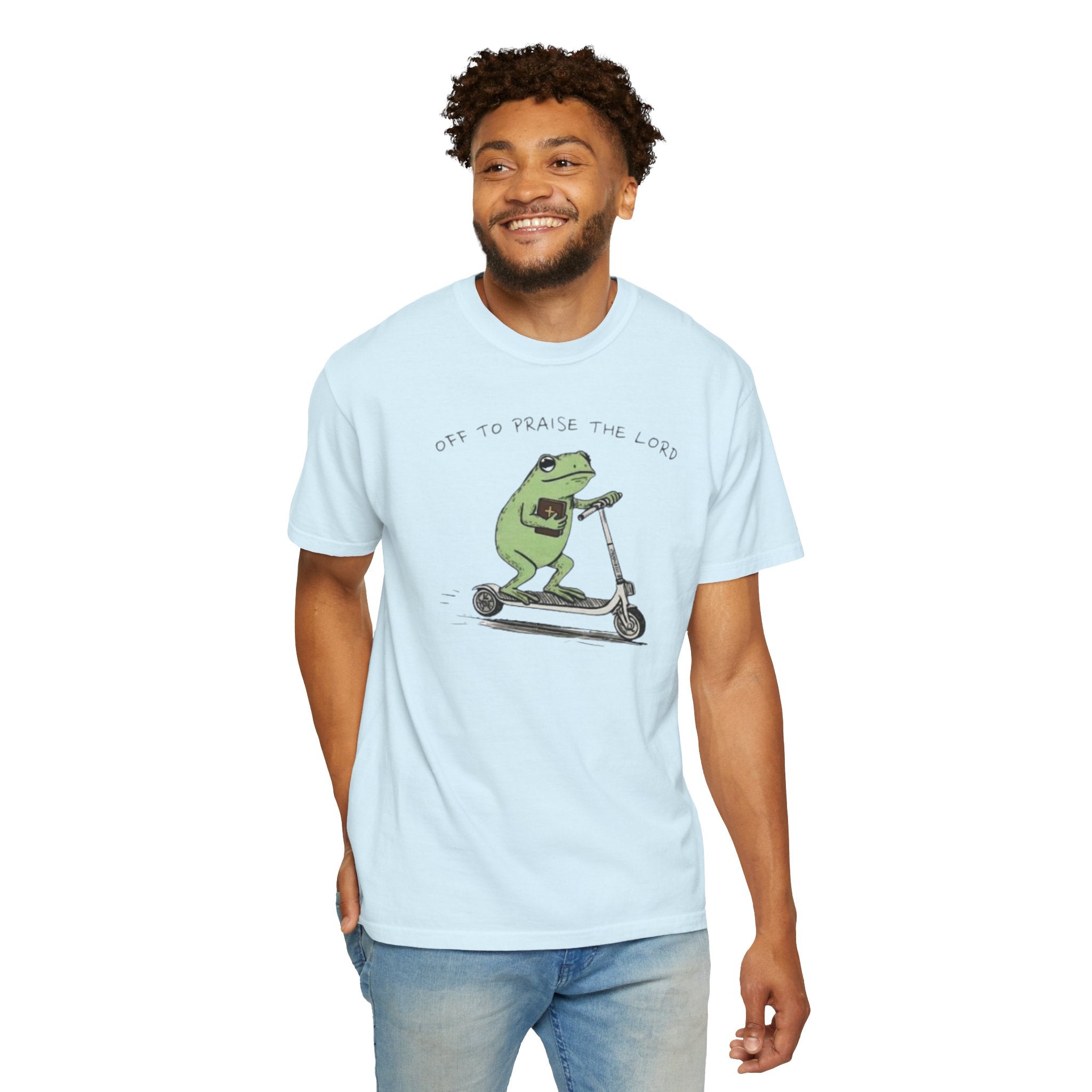 "off to praise the Lord" Frog - Garment-Dyed T-shirt