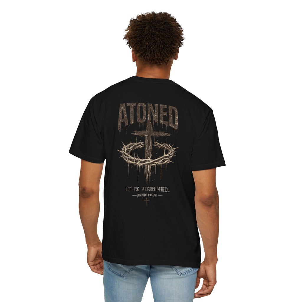 Atoned Cross T-Shirt — "It Is Finished" Christian Faith Tee