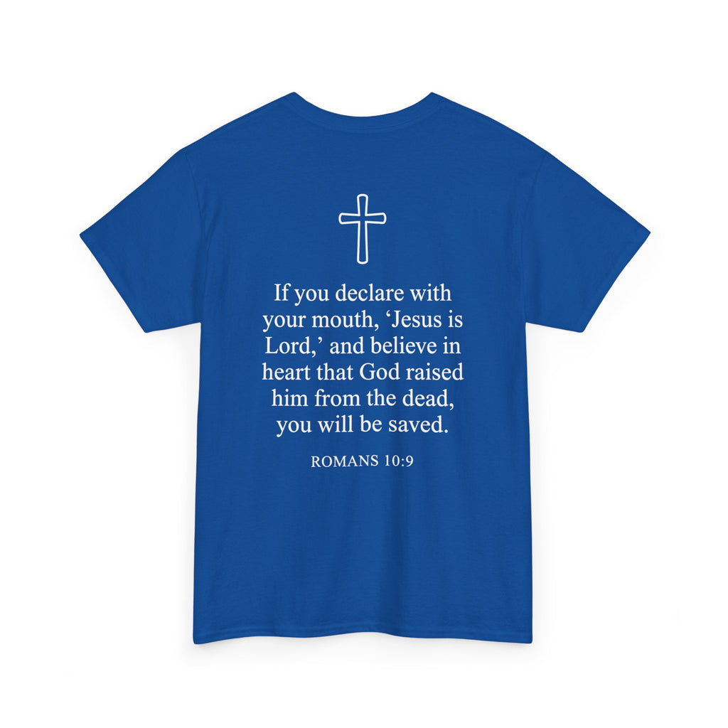Christian T-Shirt — "Jesus Saves" Front & "Saved" Back