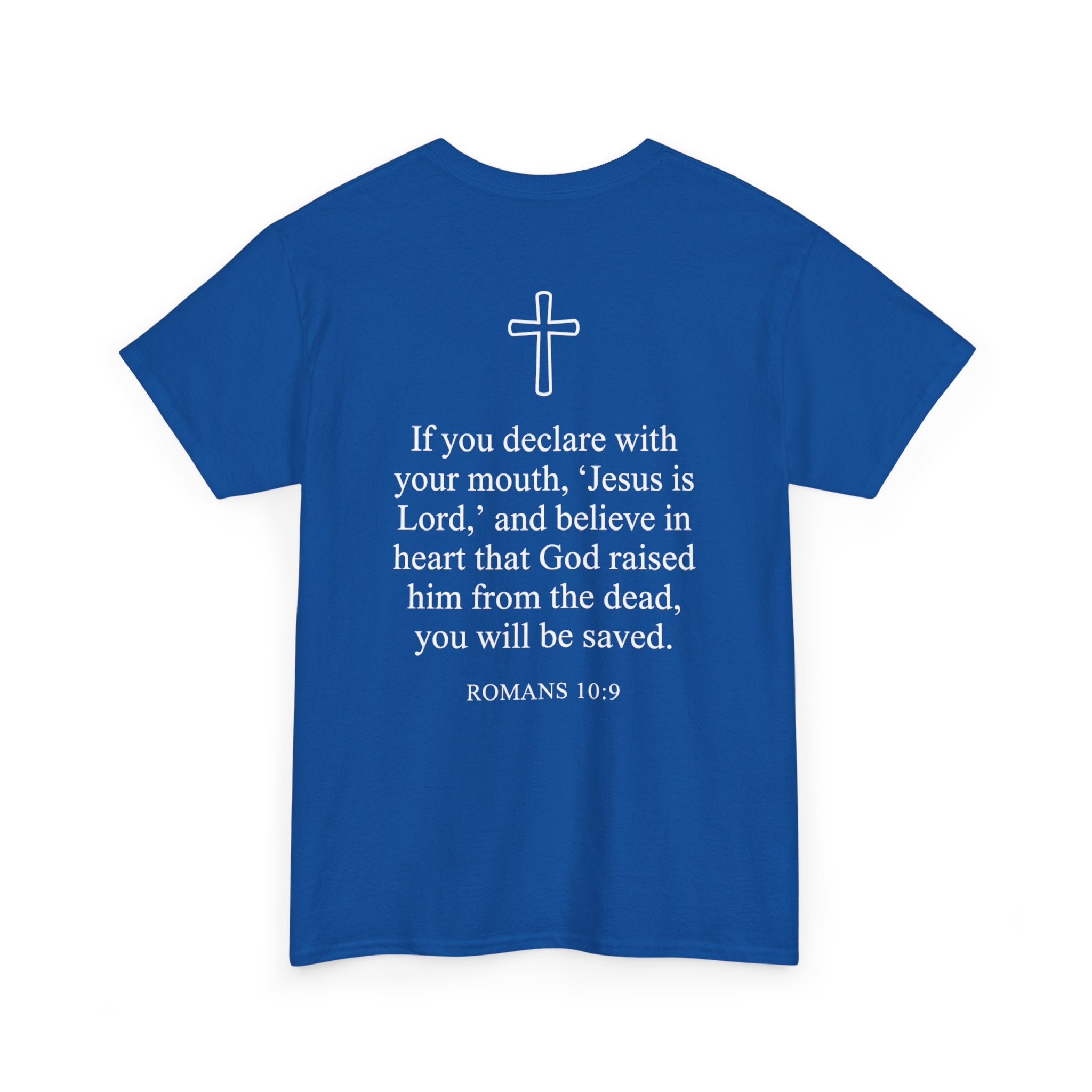 Christian T-Shirt — "Jesus Saves" Front & "Saved" Back