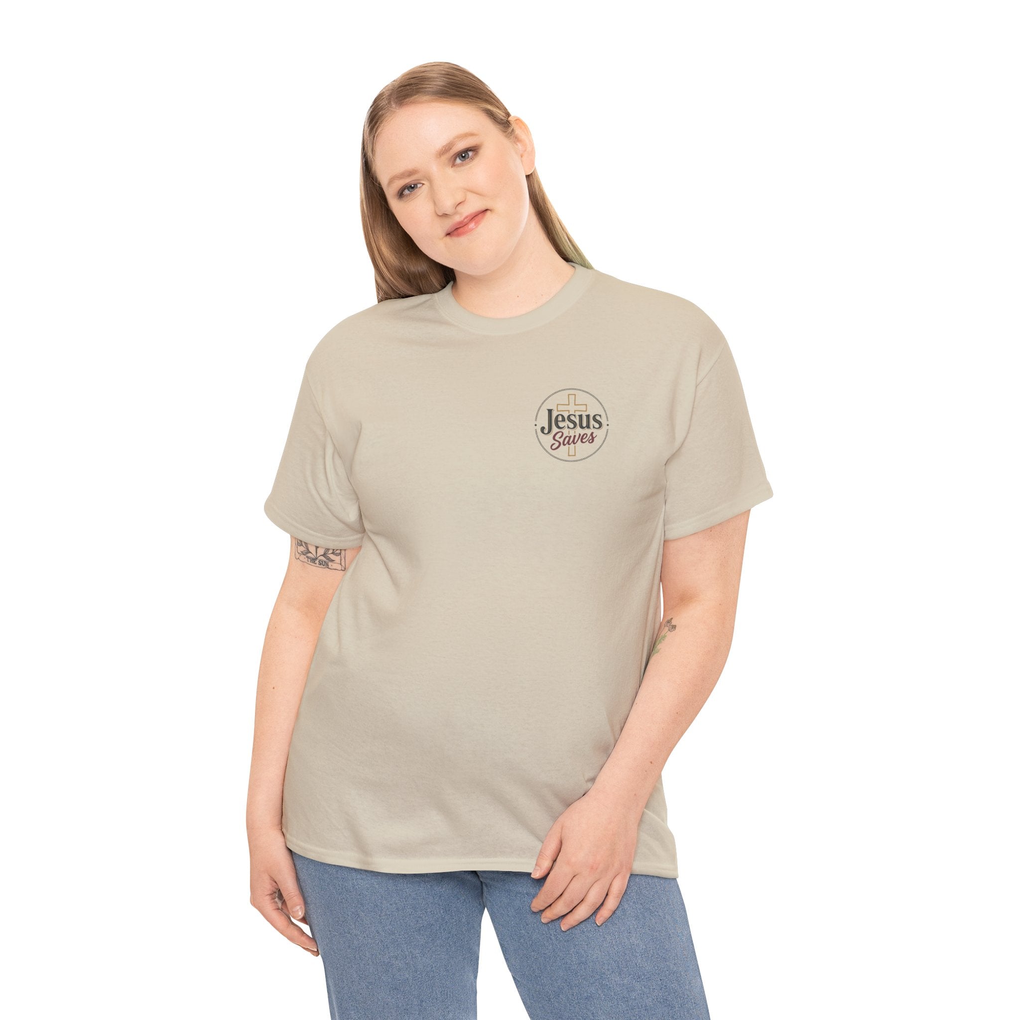 Jesus Saves Chest Logo T‑Shirt - Christian Faith Tee