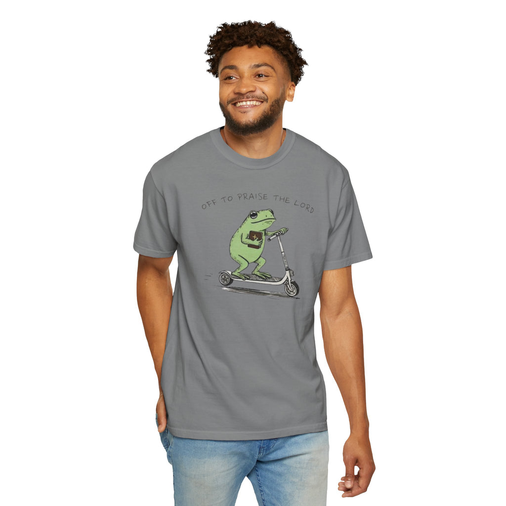 "off to praise the Lord" Frog - Garment-Dyed T-shirt