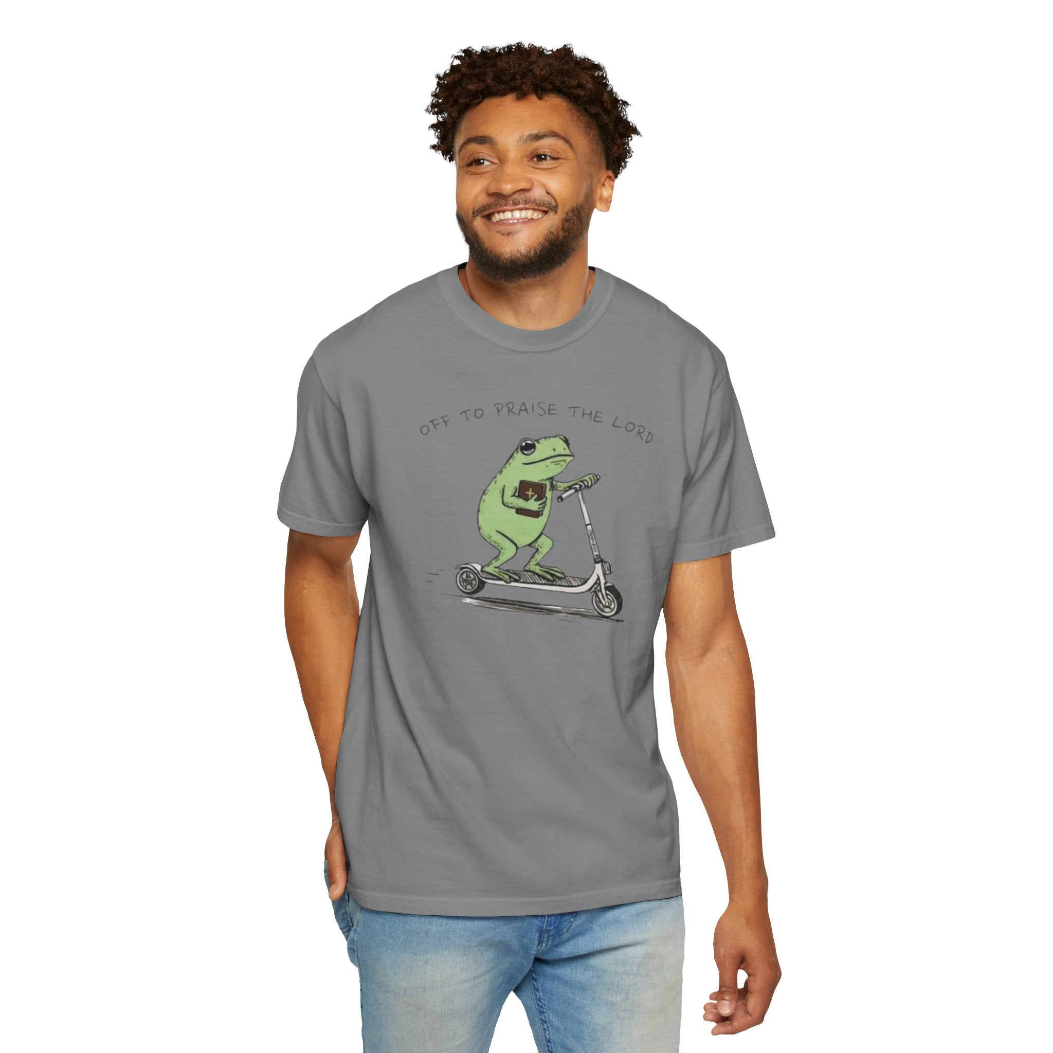 "off to praise the Lord" Frog - Garment-Dyed T-shirt
